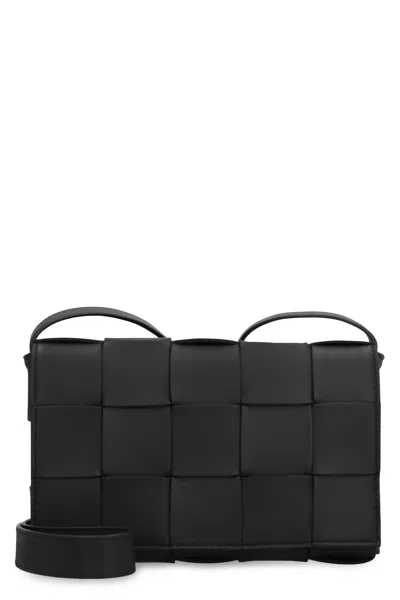 Bottega Veneta Womens Black Cassette Small Intrecciato Leather Cross-body Bag In Black