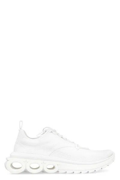 Ferragamo Nima Skin Leather Running Sneakers In White