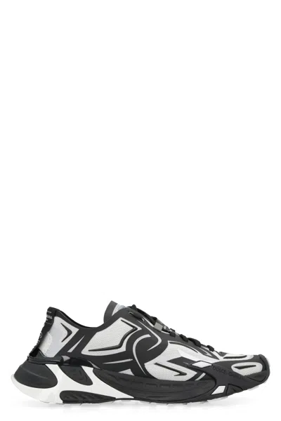 Dolce & Gabbana Two-tones Fabric Dragon Sneakers For Men In Black
