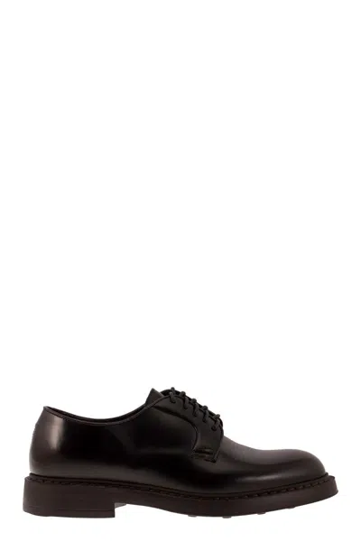 Doucal's Almond-toe Leather Derby Shoes In Brown