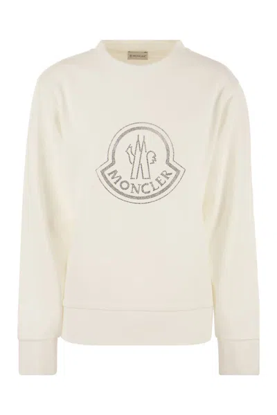 Moncler Logo Sweatshirt With Crystals In 033