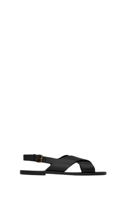 Saint Laurent Mojave Sandals In Smooth Leather In Nero