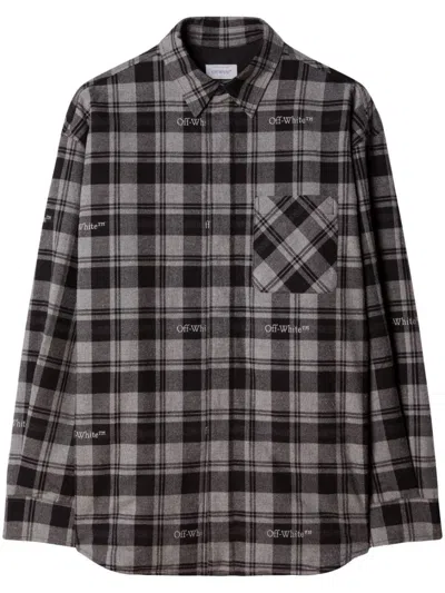 Off-white Plaid Pattern Button-down Collar Shirt In Greyb