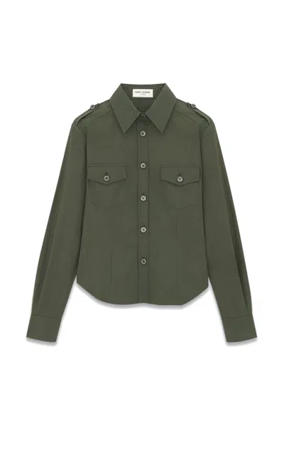 Saint Laurent Klassisches Hemd In Kaki Uniforme