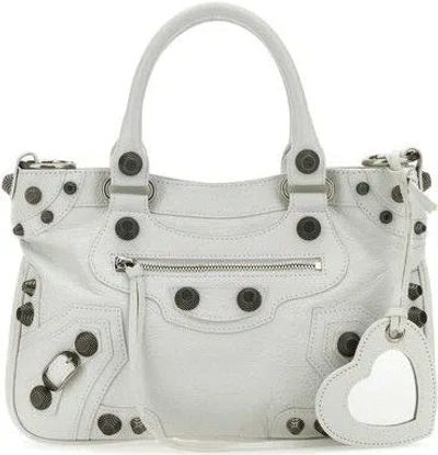 Balenciaga Women's Neo Cagole Leather Tote In White