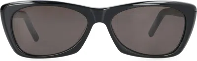 Saint Laurent Rectangular Frame Sunglasses Dark Lenses In Black