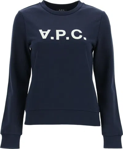 Apc A.p.c. Relaxed-fit Lightweight Cotton Blend Sweatshirt In Blue