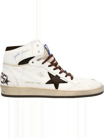 Shop Golden Goose Men's High Sky-star White/beige/chocolate Trainer Sneaker | Size 46 | Gmf00230f004005