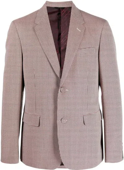Fendi Single-breasted Houndstooth Blazer In Naturale,rosso