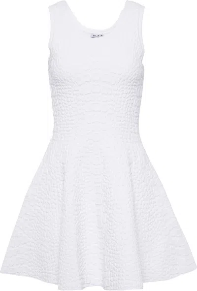 Shop Alaïa Women's Vestido Efecto Cocodrilo In Blanco