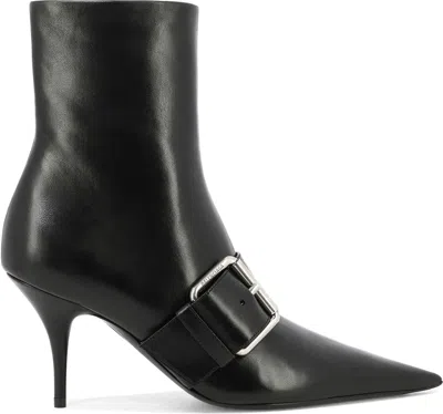 Balenciaga Women Leather Ankle Boots With Maxi Buckle In Black
