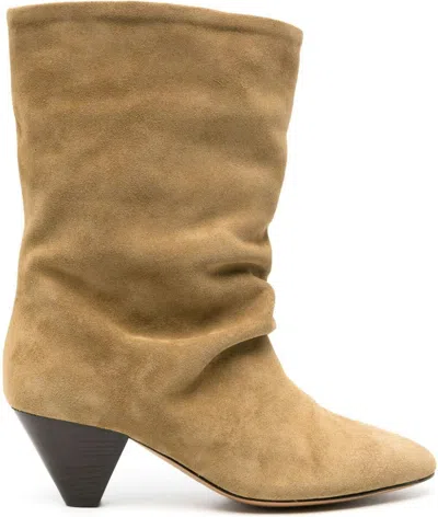 Isabel Marant Woman Ankle Boots Sand Size 6.5 Leather In Dove Grey