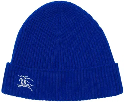 Burberry Electric Blue Cashmere Beanie Hat In Blue