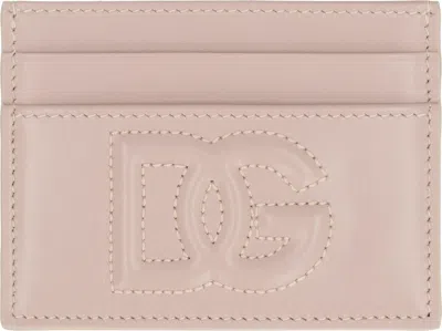 Dolce & Gabbana Logo Detail Leather Card Holder In Pale Pink