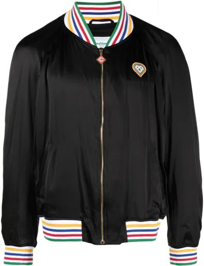 Casablanca Souvenir Logo-patch Bomber Jacket In Black
