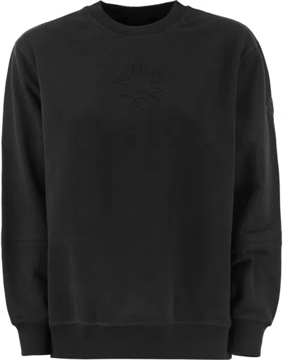 Moncler Women Sweatshirt With Embossed Logo In Black