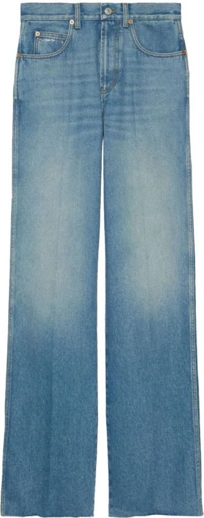 Gucci Horsebit-detail Wide-leg Jeans In Blue