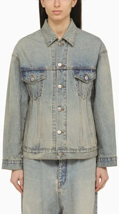 Balenciaga Light Blue Washed-effect Denim Jacket In Light Blue