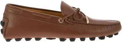 Tod's Brown Smooth Leather Loafers In Cognac