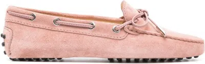 Tod's Suede Loafers Shoes In Pink & Purple