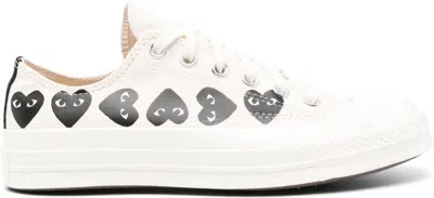 Comme Des Garçons Men's X Converse Chuck 70 Multi Heart Canvas Sneakers In White