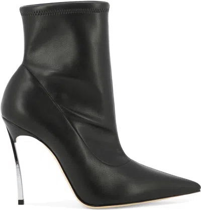 Casadei "lab Blade" Leather Ankle Boots In Black