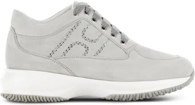 Hogan Interactive Suede Sneakers In White