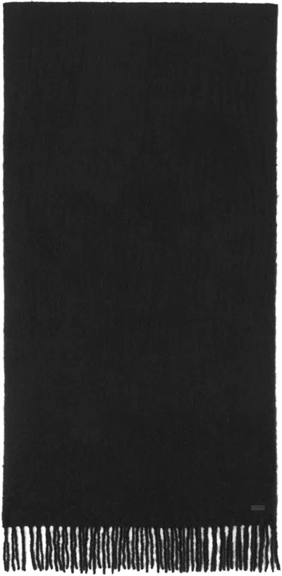 Saint Laurent Fringes Wool Blend Scarf In Black