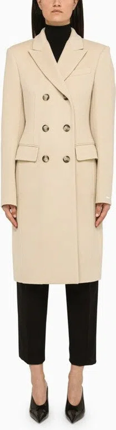 Sportmax Ivory Wool Double-breasted Jacket In White