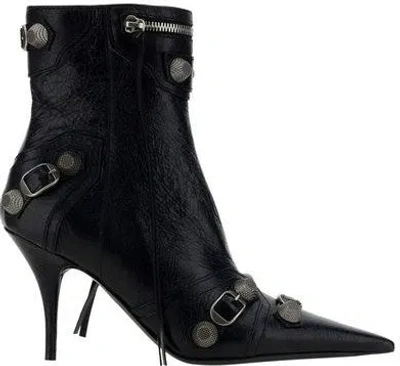 Balenciaga Cagole 50 Ankle Boots In Lamb Leather In Black