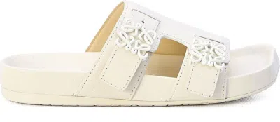 Loewe Logo-plaque Slip-on Sandals In Antwhite