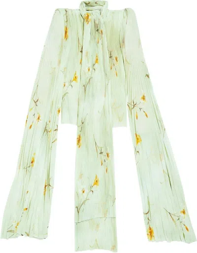 Balenciaga Cloak-inspired Floral Print Blouse In Green