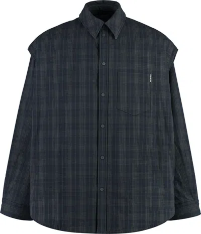 Balenciaga Grey Cotton Overshirt With Removable Sleeves For Men In Grey