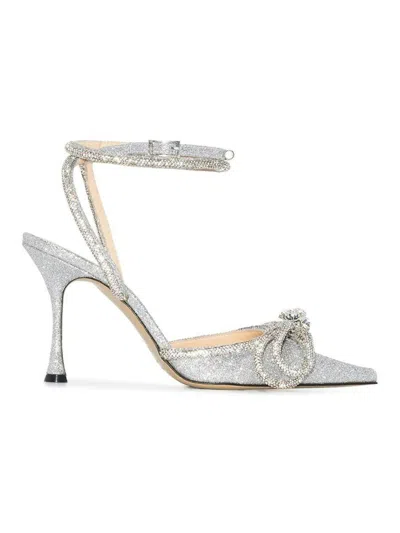 Shop Mach & Mach Women's Double Bow Glitter High Heel Pumps In Silver