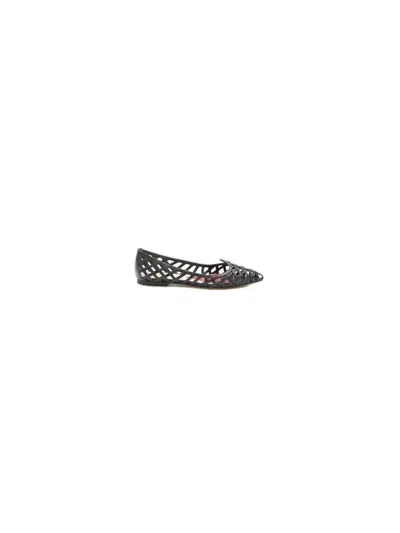 Roger Vivier Leather Point Toe Ballet Flats With Cut-out Details In Black