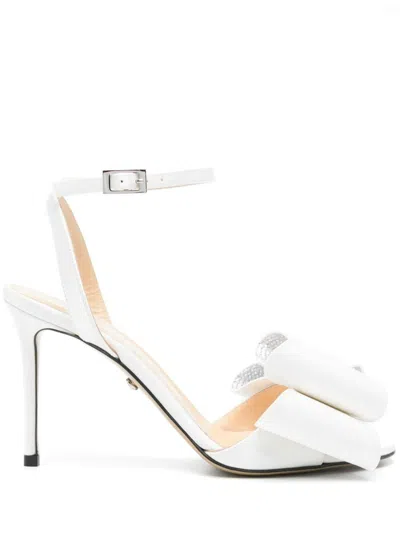 Mach&mach Mach E Mach Satin Le Cadeau Sandals With Double Bow In White