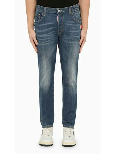 Dsquared2 Regular Blue Washed Denim Jeans Men In Blue