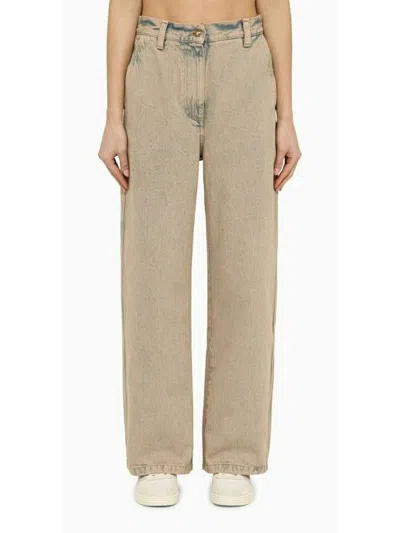 Palm Angels Bi Colore Overdye Wide Fit Jeans In Pink