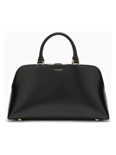 Saint Laurent Small Black Shiny Leather Duffle Bag Sac De Jour Women In Black