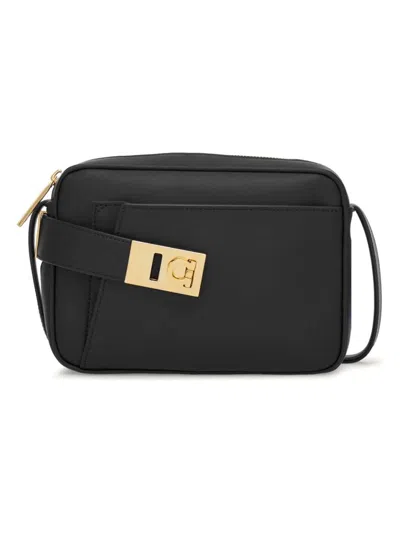 Ferragamo Black Leather Archive Crossbody Bag In Black