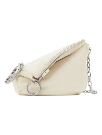 Burberry Medium Knight Leather Tote Bag In White