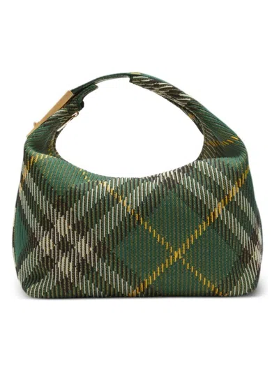 Burberry Medium Peg Check-pattern Shoulder Bag In Green