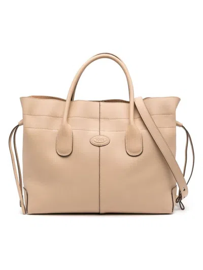 Tod's Di Bag Small With Drawstring In Nude & Neutrals