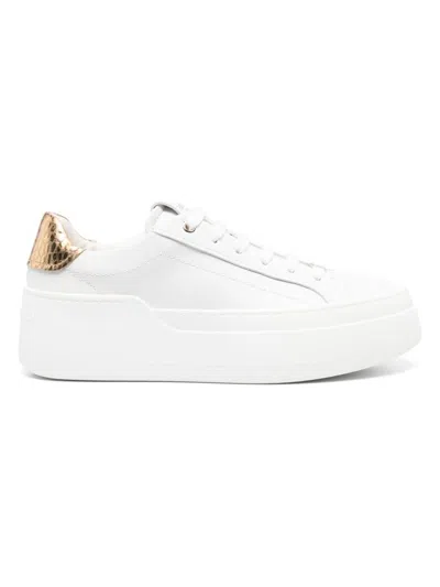 Ferragamo Leather Sneakers With Contrasting Heel Tab In White