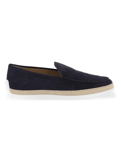 Tod's Suede Slip-on With Rafia Insert In Blue