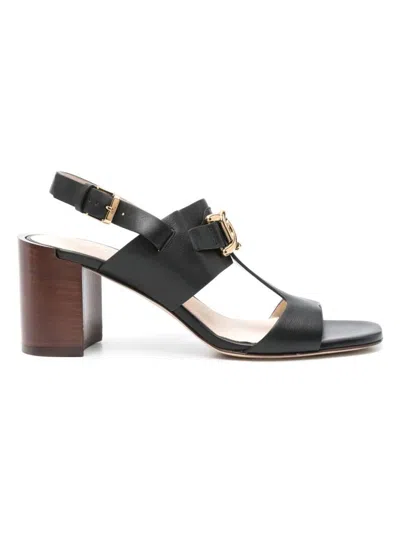 Tod's Kate Leather Sandals Block Heel In Black