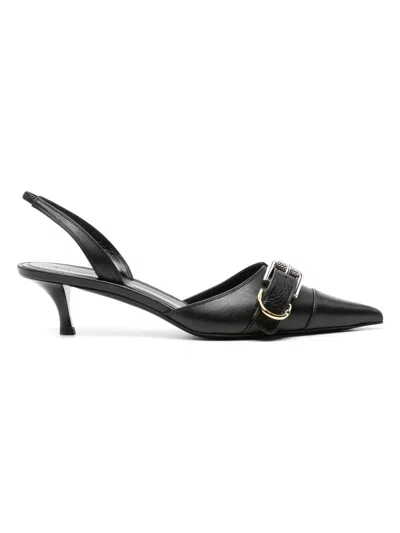 Givenchy Voyou Buckled Textured-leather Slingback Pumps In Black