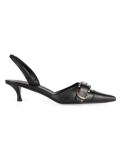 Givenchy Voyou Buckled Textured-leather Slingback Pumps In Black