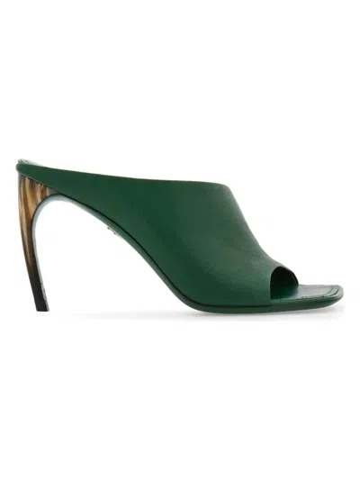 Ferragamo Nymphe 85 Nappa Leather Mules In Green