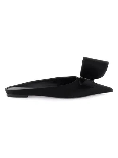 Shop Ferragamo Women's Salvatore Satin Mules With Single Maxi Bow In Black